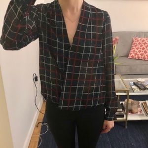 Lovers + Friends plaid chiffon wrap top